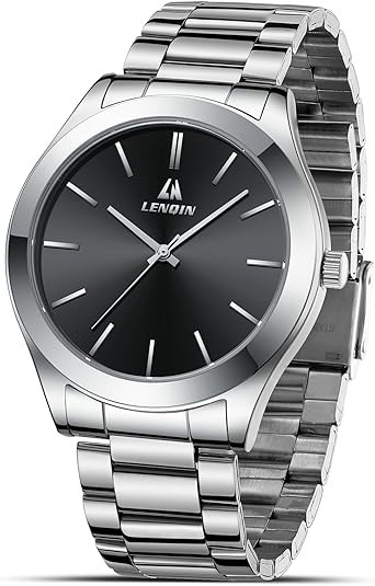 LN LENQIN Mens Watches Waterproof Stainless Steel Watch for Men Analog Quartz Fashion Business Designer Wristwatch